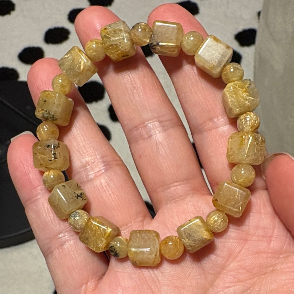 Gold rutile in quartz Bracelet